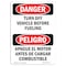 Signmission Safety Sign, OSHA Danger, 10" Height, Rigid Plastic, Turn Off Vehicle Before Fueling Spanish OS-DS-P-710-VS-1873 - alternate 1
